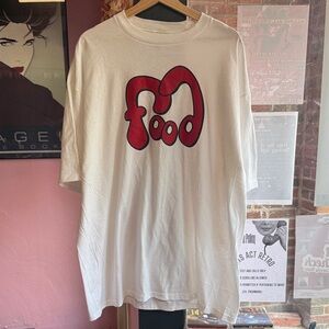 Vintage “Food” White Tee with Red Graphic XL